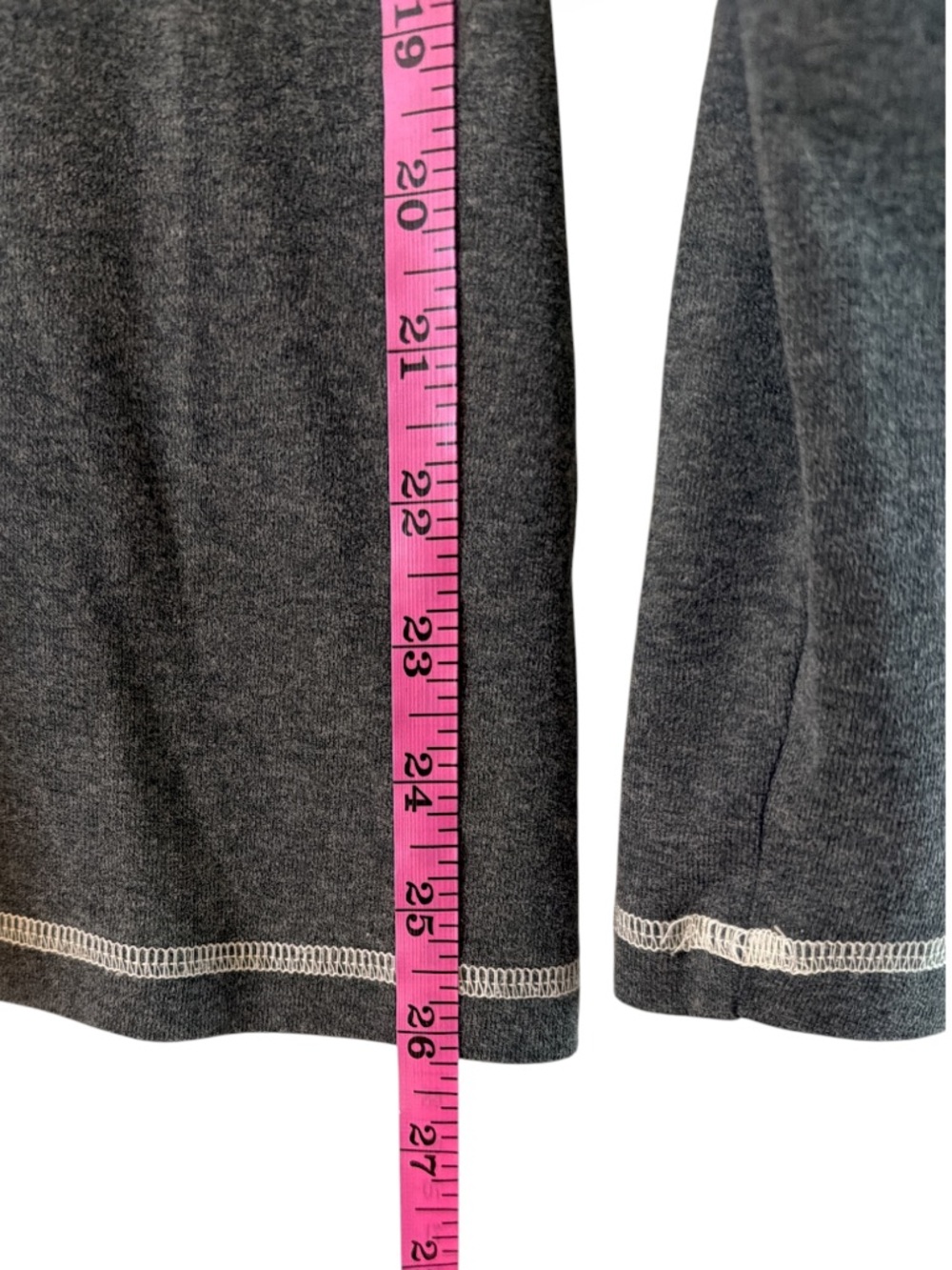 Venus Gray Knit Contrast Stitch Lace Up Henley Long Sleeve Top Large L - Picture 6 of 8
